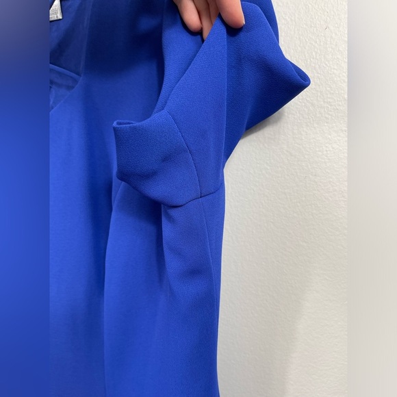 LizCaliborne Elegant Blue Dress with Unique Neckline Career Classic Summer Sz 14 - Picture 6 of 13